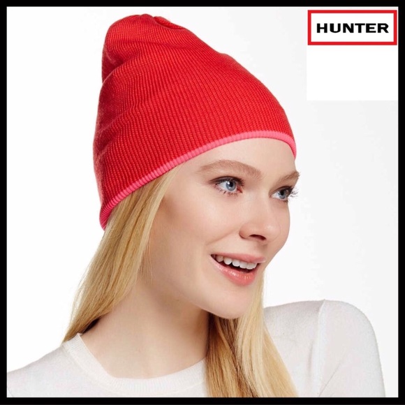 Hunter Accessories - HUNTER ORIGINAL LUXE NEON TRIM WOOL BEANIE HAT